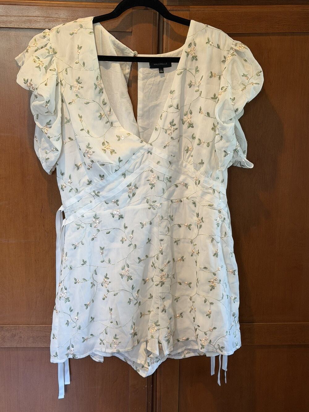 MAJORELLE size Large Mikey Romper Floral Embroidered Romantic Evening Elegant
